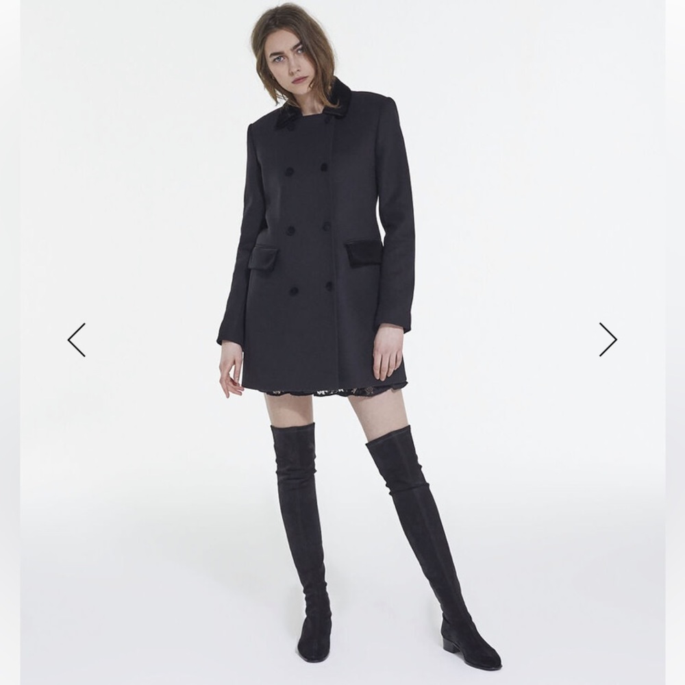 NWT The Kooples Over the knee thigh high suede leather black heeled tall boots - Picture 7 of 17